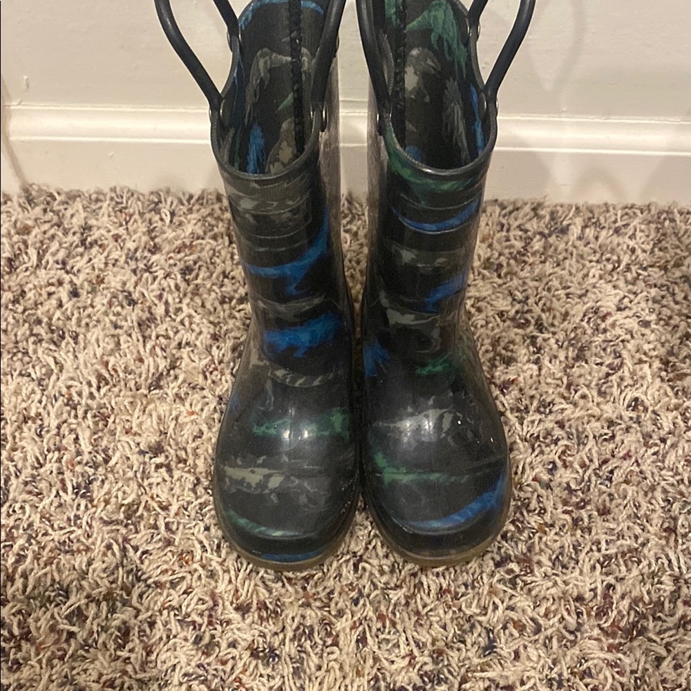 Kids Black and Blue Rain Boots